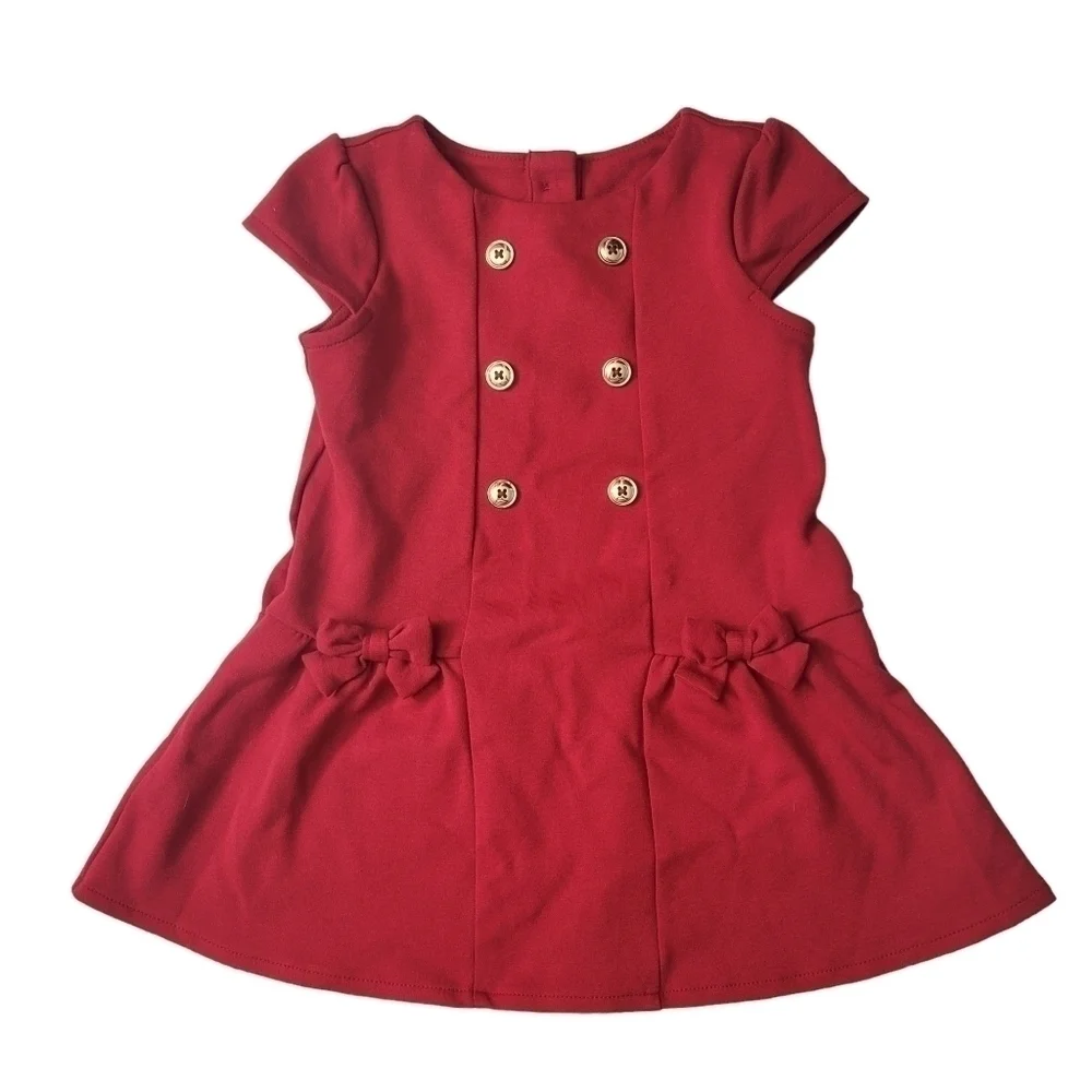 Gymboree Red Bow Button Detail Holiday Dress